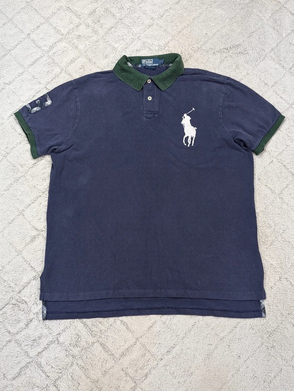 Polo Ralph Lauren Shirt Mens XL Blue Green Polo Big Pony Varsity Custom Y2K